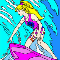 Barbie im Surfen